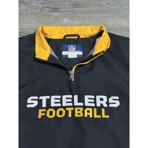 Reebok NFL Pittsburgh Steelers Pullover 1/4 Zip Windbreaker Jacket - Mens Medium - Picture 6 of 11